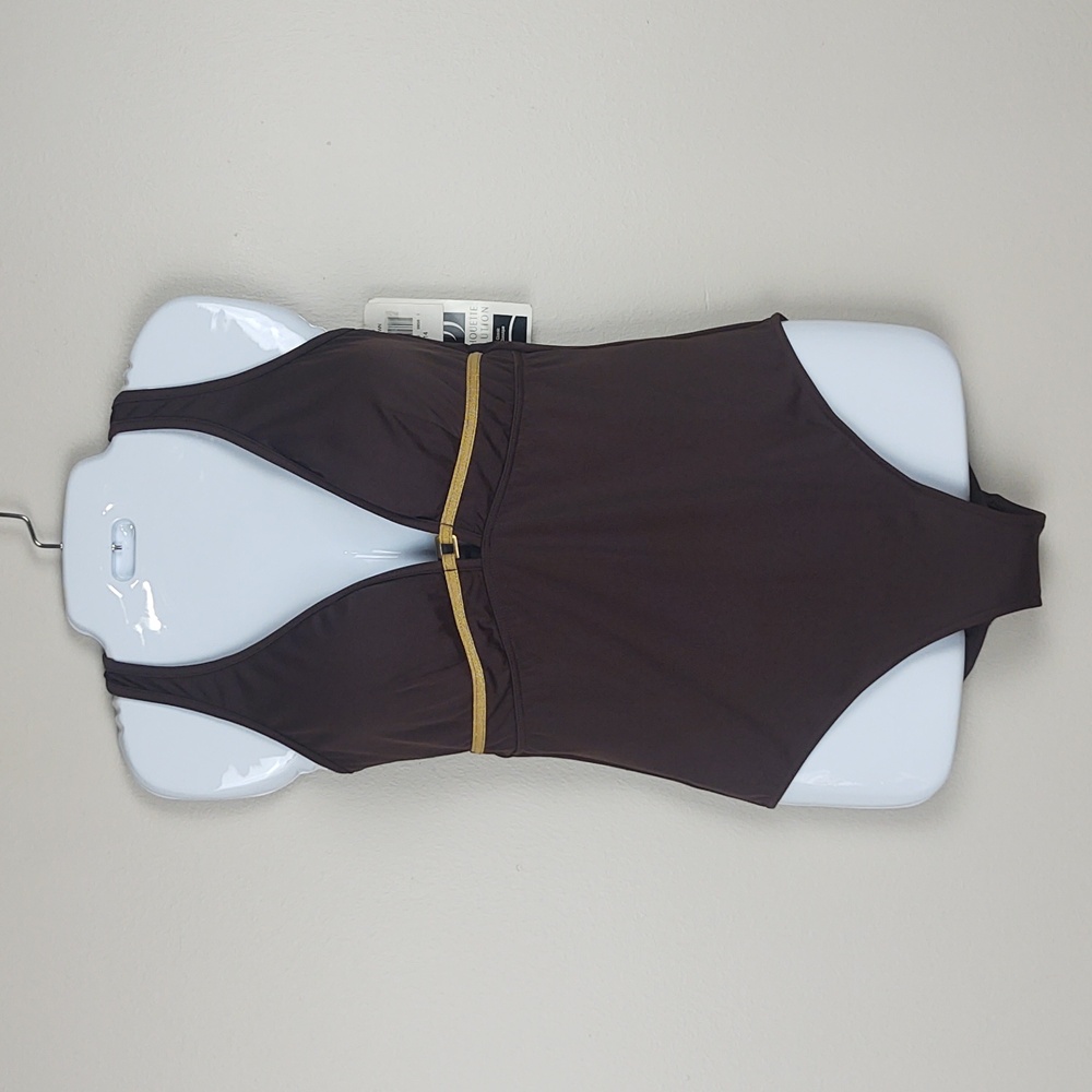 Silhouette Solution Shapewear Swimsuit One Piece Contour Chocolate Brown NWT 14